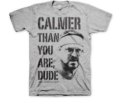 The Big Lebowski Heren Tshirt -L- Calmer Than You Are, Dude Grijs