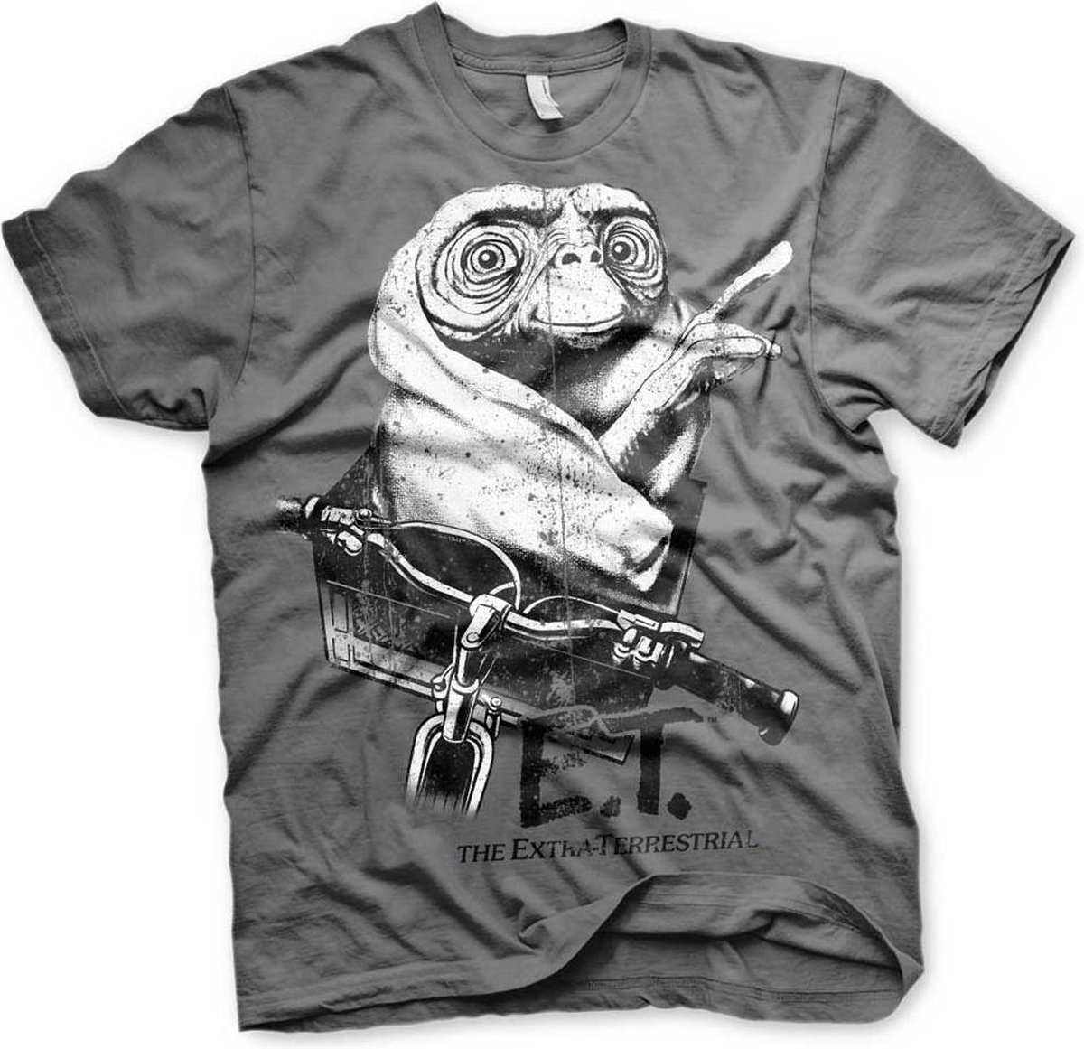 E.T. Heren Tshirt -L- Biking Distressed Grijs
