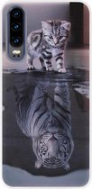 ADEL Siliconen Back Cover Softcase Hoesje Geschikt voor Huawei P30 - Poezen Schaduw Tijger