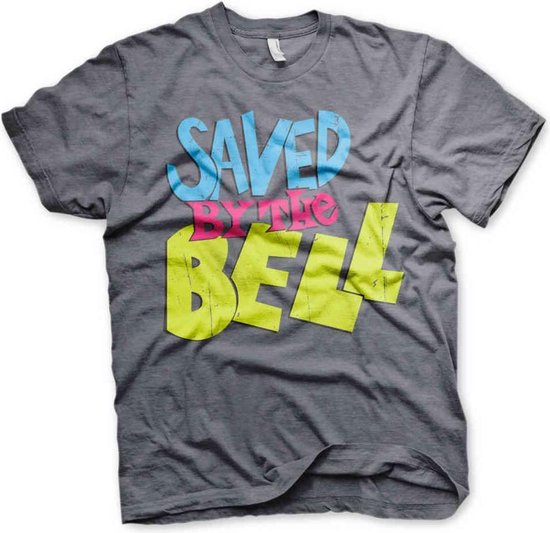 Saved By The Bell Heren Tshirt -L- Distressed Logo Grijs