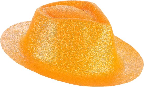 Chapeau à paillettes orange néon