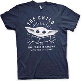 Star Wars Heren Tshirt -XXL- The Mandalorian - The Force Is Strong With This Little One Blauw