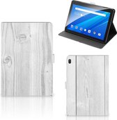 Standcase Hoesje Lenovo Tab E10 Hoes met Magneetsluiting Wit Hout