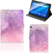 Bookcase Hoesje Lenovo Tab E10 Tablet Hoes met Magneetsluiting Pink Purple Paint