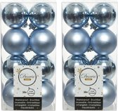 32x Lichtblauwe kunststof kerstballen 4 cm - Mat/glans - Onbreekbare plastic kerstballen - Kerstboomversiering lichtblauw