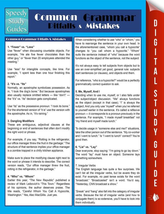 Common Grammar Pitfalls & Mistakes (Speedy Study Guides) - cover