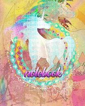 Notebook: Colorful Rainbow Unicorn - 100 Pages 8''X10'' Girl's Composition Wide Ruled Notebook