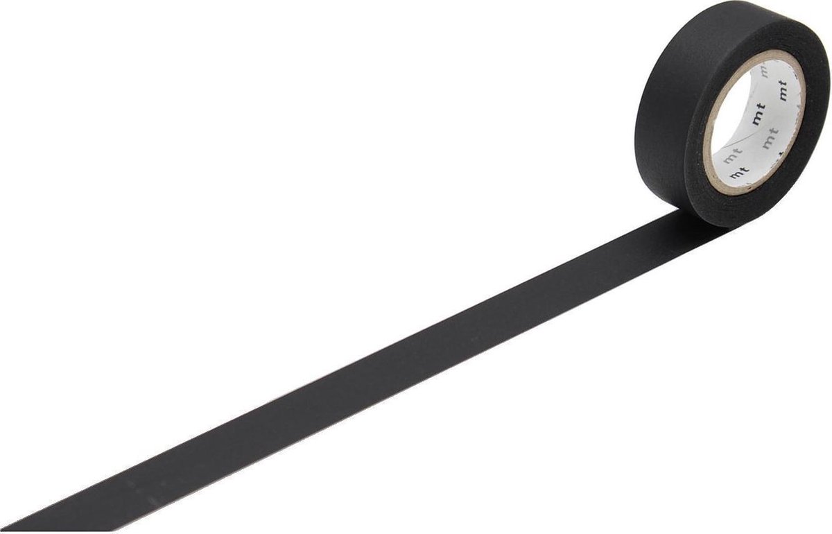 Washi Tape Zwart - 7 meter x 1,5 cm. - MT Masking Tape Matte Black — afbeelding 3