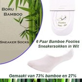 6 Paar Bamboe Footies -Sneakersokken in Wit 35-38