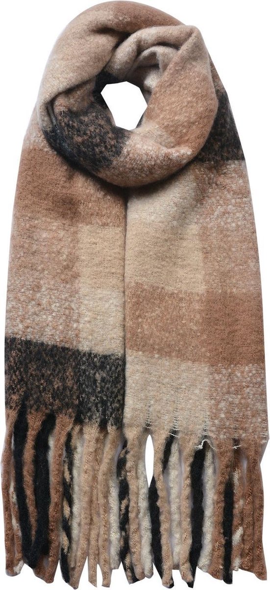 Juleeze Wintersjaal Dames 50x180 cm Beige Bruin Synthetisch Ruit
