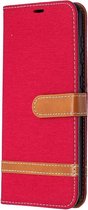 Denim Book Case - Samsung Galaxy A21s Hoesje - Rood