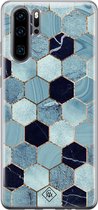 Huawei P30 Pro hoesje siliconen - Blue cubes | Huawei P30 Pro case | blauw | TPU backcover transparant