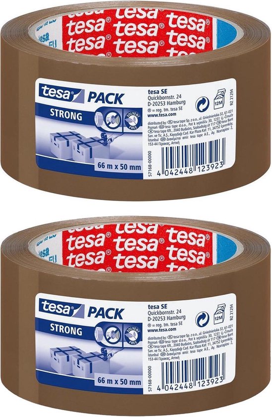 2x Tesa verpakkingstape bruin sterk 66 mtr x 50 mm - Klusmateriaal - Verpakkingsmateriaal - Inpakmateriaal - Verpakkingsbenodigdheden - Verpakkingstape/inpaktape - Dozen afsluittape