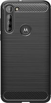 Shop4 - Motorola Moto G8 Power Hoesje - Zachte Back Case Brushed Carbon Zwart