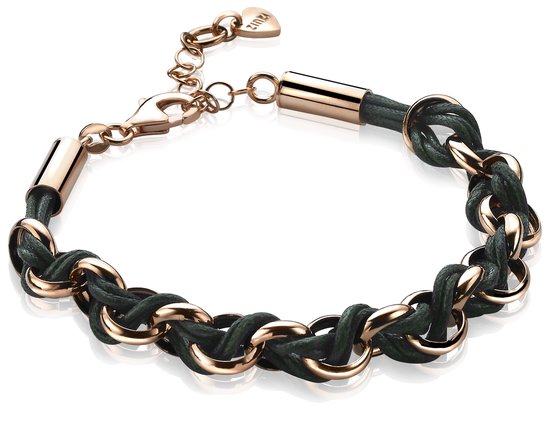 Zinzi zia1035rg - bracelet argent jasseron - Cordon coton - Vert foncé