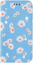 Apple iPhone 11 Daisy Bloemen Print Book Case Blauw