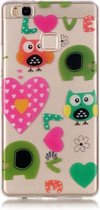 Huawei P9 Lite Glossy LOVE uilen patroon TPU back cover Hoesje
