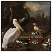 Het drijvend veertje, Melchior de Hondecoeter - Foto op Akoestisch paneel - 80 x 80 cm