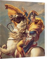 Napoleon steekt de Alpen over, Jacques-Louis David - Foto op Plexiglas - 40 x 40 cm
