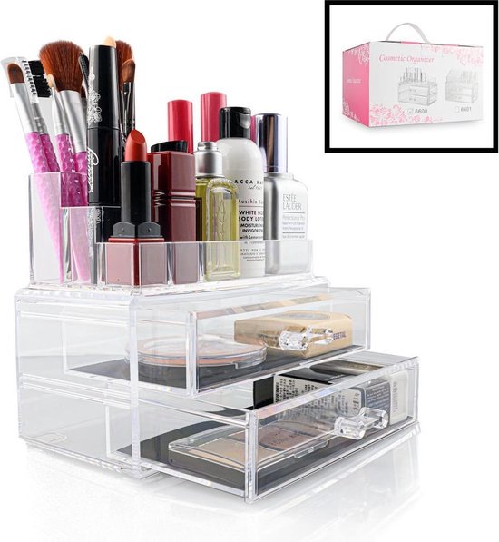 Decopatent® Make up Organizer met 8 Vakken & 2 Lades - Makeup Organizer  Transparant -... | bol.com