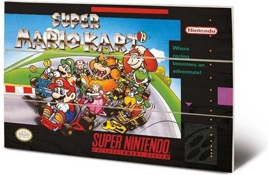 SUPER NINTENDO - impression sur bois 20 x 29,5 - Super Mario Kart