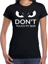 Dont touch my beer / bier t-shirt zwart dames met gemene ogen XS