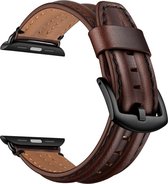 SmartphoneClip® Leer donker bruin robuust Bandje geschikt voor Apple Watch 42mm, 44mm, 45mm, en 49 mm (alle generaties)