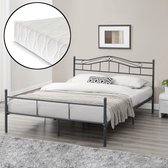 Metalen bedframe Florenz met matras donkergrijs 140x200 cm