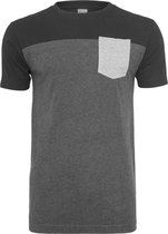 Urban Classics Heren Tshirt -L- 3-Tone Pocket Zwart/Grijs