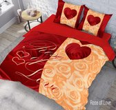 Experience Dekbedovertrek Rose of Love - 100% Katoen Satijn 2-Persoons - 200x200/220 cm + 2 slopen 60x70 cm