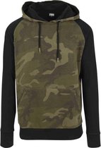 Urban Classics Hoodie/trui -L- Camo Contrast Raglan Groen