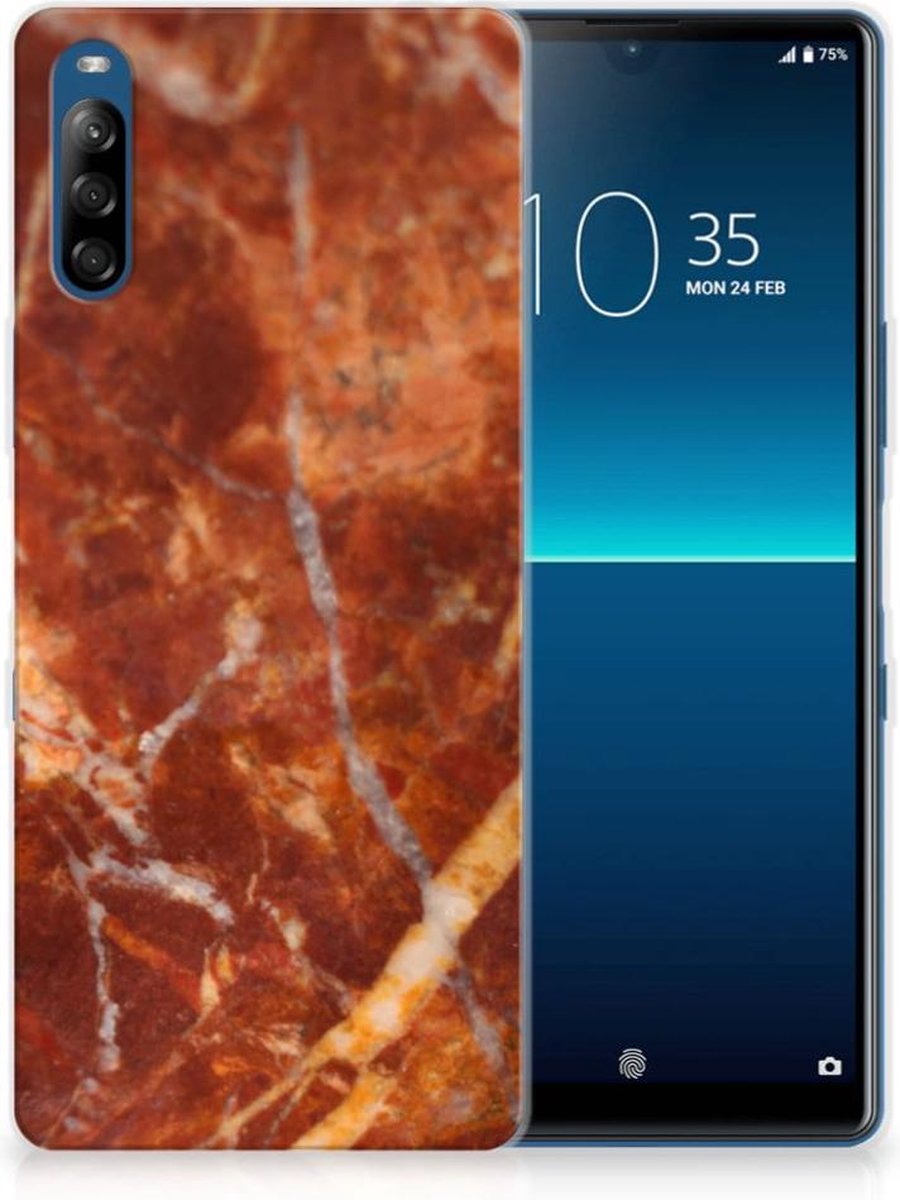 Sony Xperia L4 TPU Siliconen Hoesje Marmer Bruin