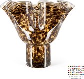 Design vaas wave on base - Fidrio LEPPARD - glas, mondgeblazen bloemenvaas - hoogte 35 cm