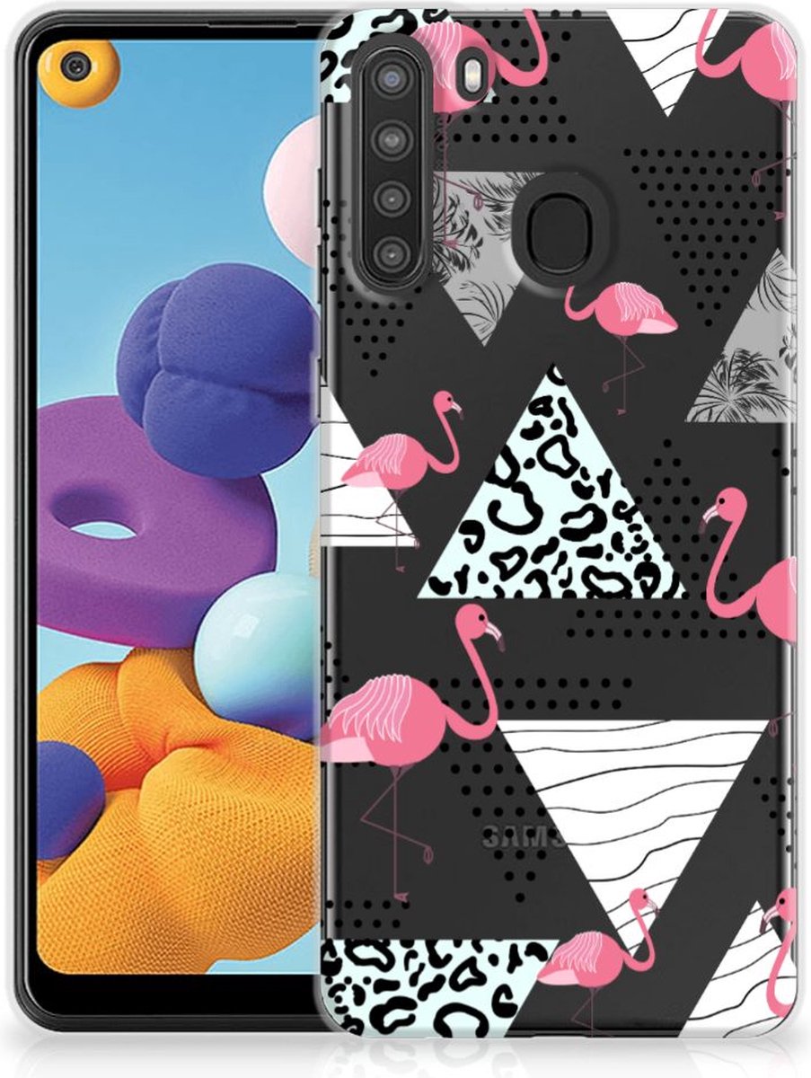 Samsung Galaxy A21 TPU Hoesje Flamingo Triangle