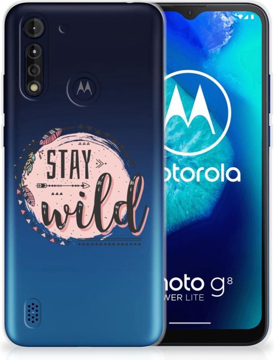 Motorola Moto G8 Power Lite Telefoonhoesje met Naam Boho Stay Wild