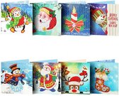 Kerstkaarten diamond painting 15x15 + Gratis stickervellen  - 8 kerstkaarten met enveloppen - Complete set - Diamond painting en accessoires - kerst knutselen - kerstkaarten maken