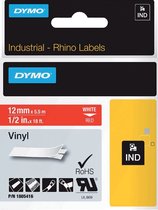 DYMO Rhino industriële Vinyl Labels | 12 mm x 5,5 m | witte afdruk op rood | zelfklevende labels voor Rhino & LabelManager labelprinters
