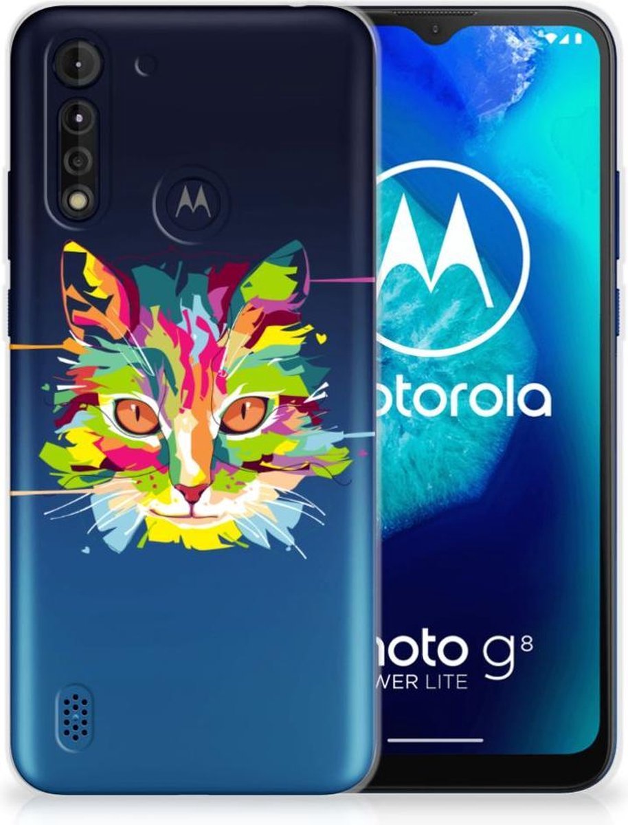 Motorola Moto G8 Power Lite Telefoonhoesje met Naam Cat Color