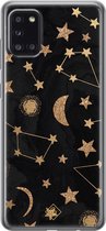 Samsung A31 hoesje siliconen - Counting the stars | Samsung Galaxy A31 case | zwart | TPU backcover transparant