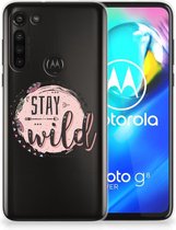 Telefoon Hoesje Motorola Moto G8 Power Siliconen Back Cover Transparant Boho Stay Wild