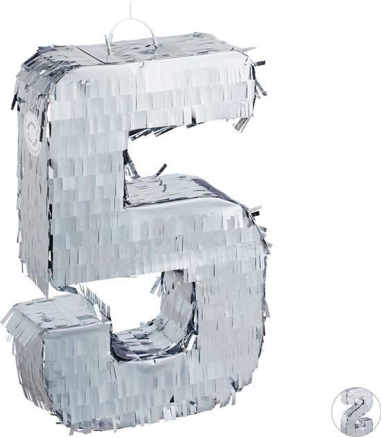 Piñata Perezoso Plateada - Set Con Palo Y Antifaz, 48x44 Cm, Para Cumpleaños Y Fiestas