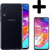 Hoesje Geschikt voor Samsung A70 Hoesje Siliconen Case Hoes Met Screenprotector - Hoes Geschikt voor Samsung Galaxy A70 Hoes Cover Case - Transparant