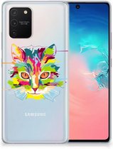 Mobiel Case Geschikt voor Samsung Galaxy S10 Lite GSM Hoesje Doorzichtig Cat Color