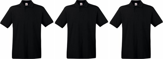 3-Pack Maat M - Zwarte poloshirts premium van katoen voor heren - katoen -  180 grams -... | bol.com