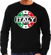 Have fear Italy is here sweater met sterren Italiaanse vlag - zwart - heren - Italie supporter / Italiaans elftal fan trui / EK / WK / kleding L