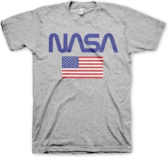 NASA Heren Tshirt Old Glory Grijs