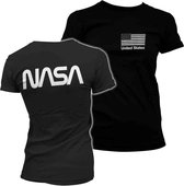 NASA Dames Tshirt -L- Black Flag Zwart
