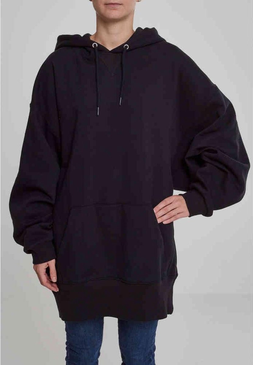 Urban Classics Long Oversized Hoodie Dames Trui met capuchon – L Zwart