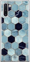 Samsung Note 10 hoesje siliconen - Blue cubes | Samsung Galaxy Note 10 case | blauw | TPU backcover transparant