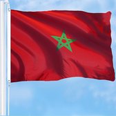 Marokkaanse Vlag - Grote Marokko Maroc Flag - Marokkanen Vlaggenmast Vlag - Van 100% Polyester - UV & Weerbestendig - Met Versterkte Mastrand & Messing Ogen - 90x150 CM Centimeter
